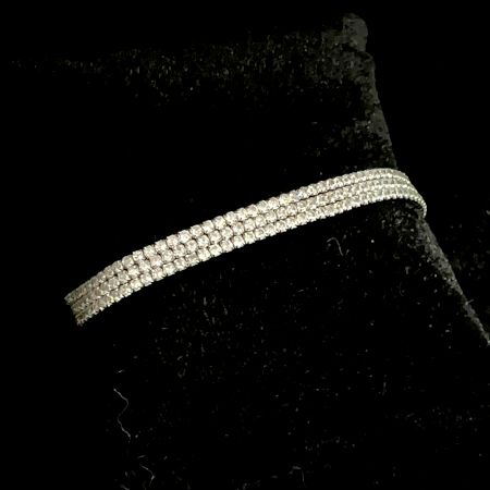 Handcrafted 92.5 Sterling Silver Tripple Layer Tennis Bracelet